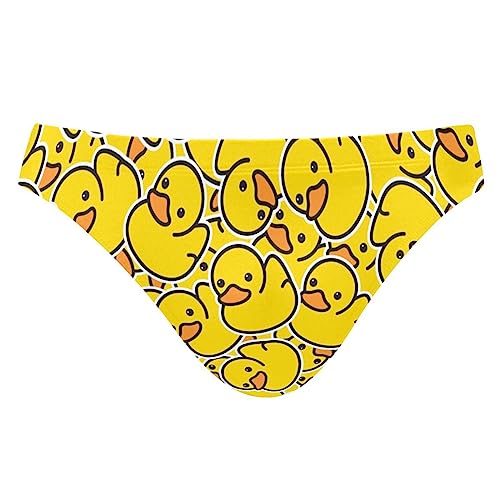 JHKKU Men's Yellow Rubber Duck Swim Briefs Fashion Low Rise Bikini Swimwear Beach Swimsuits with Drawstring S