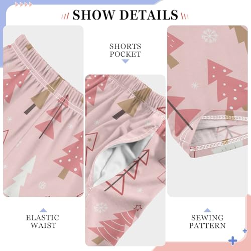 ZZKKO Pink Christmas Tree Boys Pants for Kids Jogger Pants with Pockets S-XL4