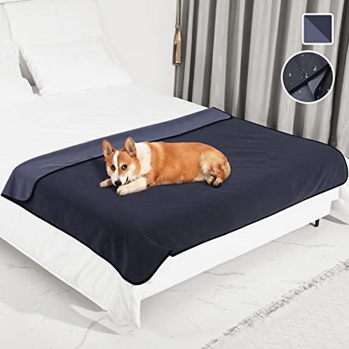Waterproof Pet Blankets for Dogs, Soft Warm Cats Fleece Blankets for Pets 3 Layer Pet Throw Blanket Protects Couch Bed from Spills Stain Super Large 152 x 127 cm-Grey