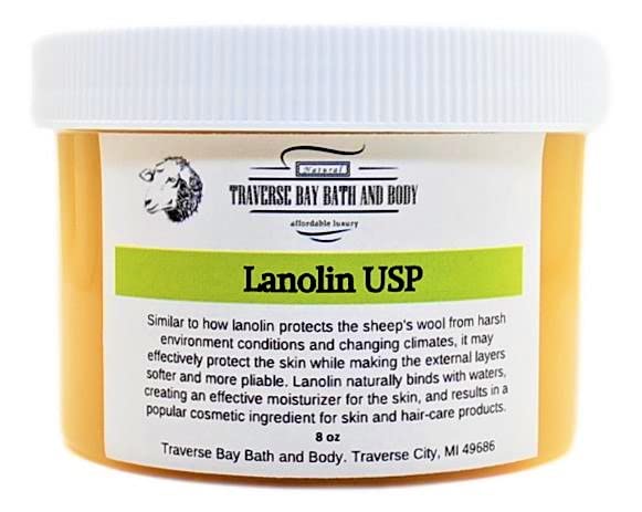 Traverse Bay Soap CompanyLanolin - Anhydrous - USP, 8 oz, Safety Sealed Container. Skin Care Wax/Butter for Whole Body
