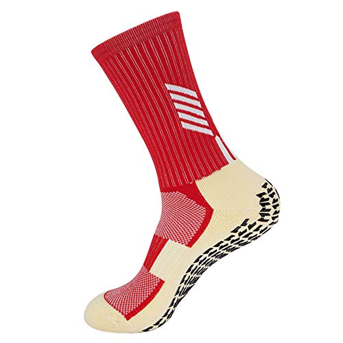Image of Ulalaza Unisex Anti Slip Sports Thicken Cushion Soccer Socks Non Skid Grippy Traction for Football Basketball Sports