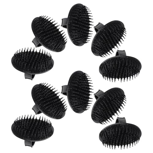 YARNOW Cepillo de Masaje Cuero Cabelludo 10 Unidades, Cepillo Exfoliante de Plástico Negro para Ducha, Limpieza Profunda y Alivio de Picazón, Masajeador para Todo Tipo de Cabello