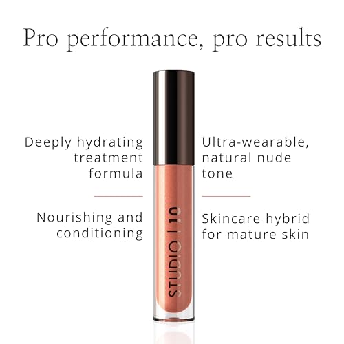 Studio 10 Lip Perfecting Balm Gloss - Triple-Action Hydrating Tinted Lip Balm & Gloss - Ultimate Lip Treat for Hydrated, Luscious Lips - Wearable Peach Shade - Image 4