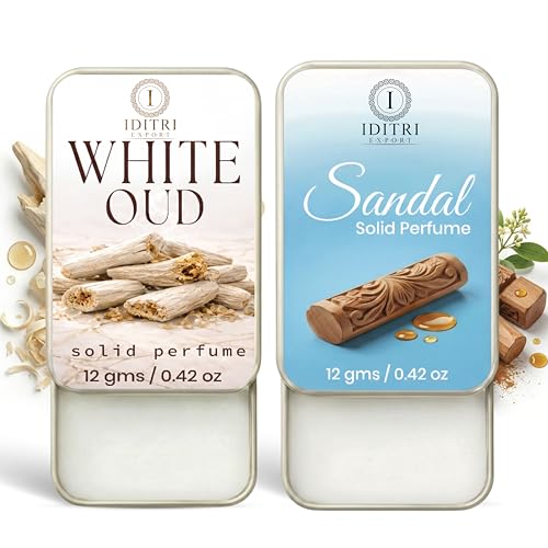 Image of Solid Perfume |sandal&White Oud Alcohol Free Wax Perfume Balm, Long Lasting | Pocket Tin 12g, Pack Of 2| Non Greasy Smooth Glide, Travel Friendly Men And Women