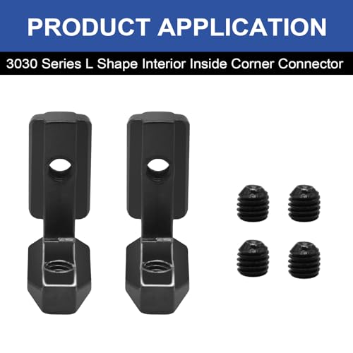 Image of 24pcs Black 3030 Extrusion Connector Bracket Joint Extruded Aluminum Hardware T-Slot Accessories V-Slot with Screws for 8020 Aluminum Profile 3D Printer Accessories