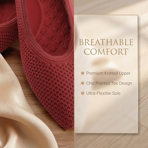 Image of Frank Mully Womens Pointed Toe Flats Knit Dress Shoes Comfort Women Shoes Softable
