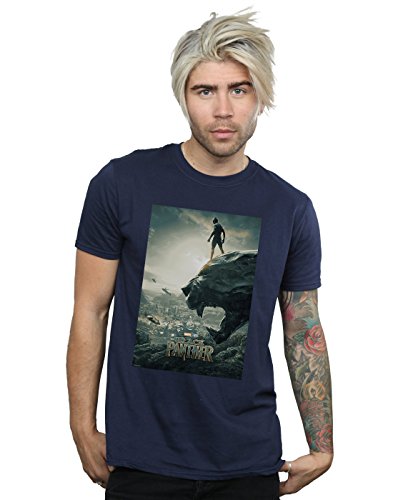 Marvel Men's Black Panther Poster T-Shirt Navy Blue X-Large