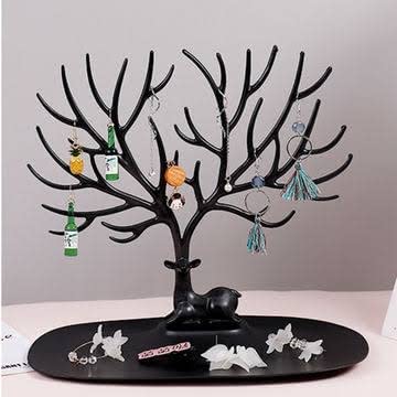 Artifii Tree Wall Key Holder - Self Adhesive Door Hook Hanger for Bags and Keys - Wooden Wall Mount Ring Holder for Home, Office, Shop (Black)