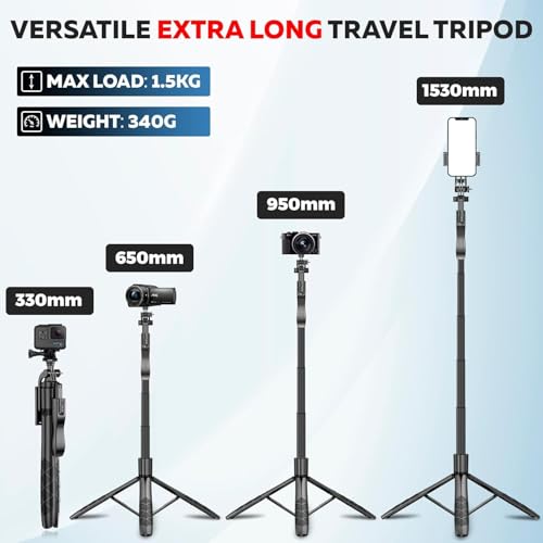Image of SooPii All-in-One Bluetooth Selfie Stick Tripod with Wireless Remote, 360 Rotation, Extendable & Foldable Stand for Mobile Phones,GoPro & Action camera, Ideal for Vlogging, Travel, and Live Streaming