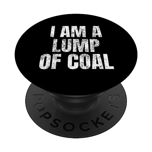 I Am A Lump of Coal Costume Adult Youth Easy Simple Costume PopSockets Swappable PopGrip, Black
