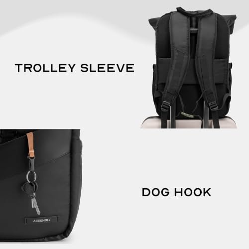 Image of Assembly Oblique Laptop Backpack for Men Women 15.6 Inch Office Travel Bag Rain Cover Dog Hook Passport Pocket
