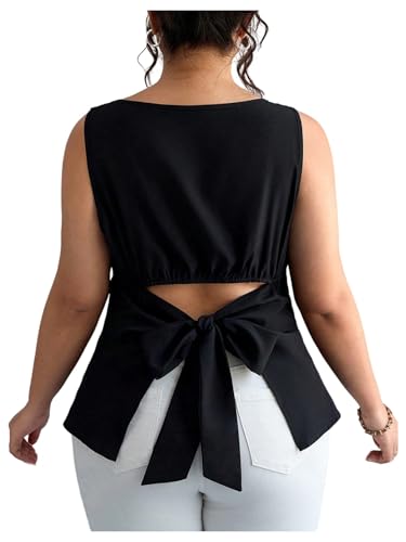 SOLY HUX Women's Plus Size Tank Tops Bow Tie Back Sleeveless Casual Summer Top