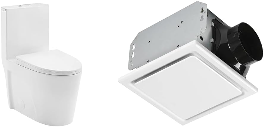 Swiss Madison SM-1T254 St. Tropez Toilet with Dual Tornado Flush and Homewerks 7140-50 50 CFM Bathroom Exhaust Fan
