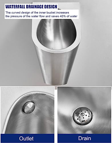 CCKUHN Induktions-Urinale zur Wandmontage für Männer, kommerzielles Spülurinal aus Edelstahl 304, Badezimmer-Toilettenurinal für Familien, Hotels, Schulen, öffentliche Toiletten, Silber, – Bild 6
