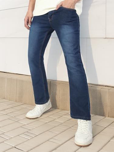 Image of Urbano Fashion Men's Stretch Fit Mid Rise Washed Bootcut Jeans Stretchable