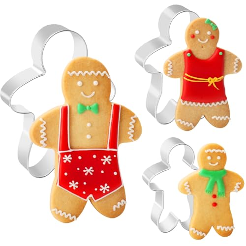 Moldes bolachas de Natal, 3 peças molde biscoito gengibre, cortadores de bolachas de Natal, Christmas Cookie Cutter, moldes de bolacha, molde de Natal para bolacha, bolos, chocolate, peças de