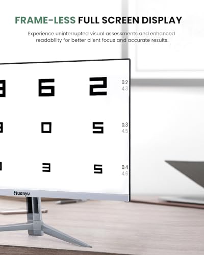 Image of Huanyu Frame-Less Full Screen Visual Acuity Chart 21.5inch White | Digital with Remote LED Electronic Optical Eye Charts with 44+ Visuals Targets and 5 Display Methods
