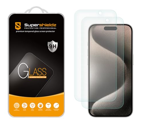 Supershieldz (2 Pack) Anti Glare (Matte) Screen Protector Designed for iPhone 15 Pro (6.1 inch) [Tempered Glass] Anti Fingerprint Anti Scratch Bubble Free