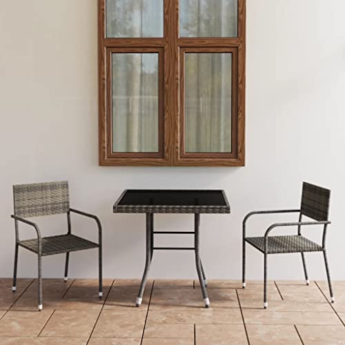 Lumanois Ensemble à Manger de Jardin 3pcs Résine tressée Anthracite Gris Salons de Jardin Gris,3059441