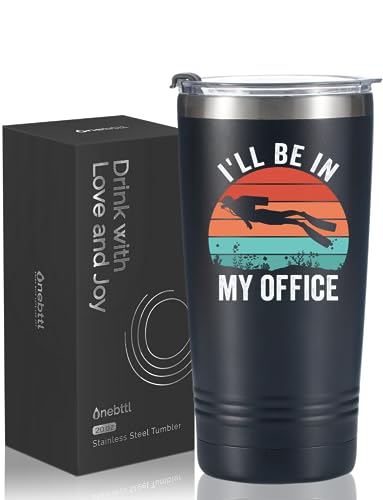 Onebttl Scuba Diving Gifts for Men Women Diving Lovers 20oz Stainless Steel Tumbler with Lid and Straw for Friends Diving Coaches or Learners as Birthday Christmas Gift - In My Office