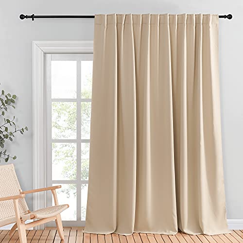 NICETOWN Room Divider Curtain, Glass Door Curtains for Window, Wide Thermal Curtain Panels, Sliding Door Drapes, Extra Wide Curtains (Biscotti Beige, 100 inches Wide x 95 inches Long, 1 Piece)