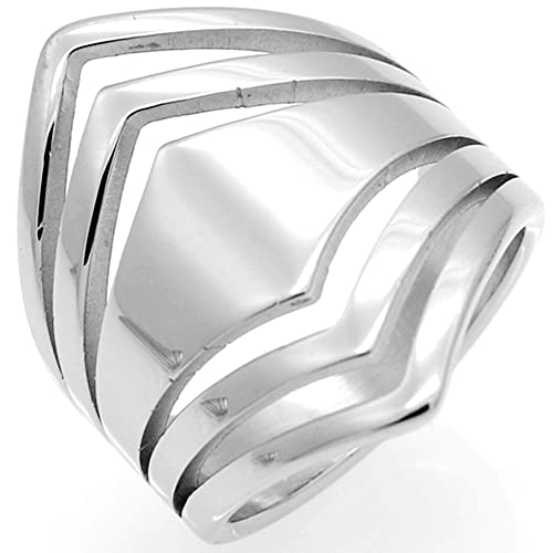 Jude Jewelers Stainless Steel Chevron Style Chunky Wrap Statement Promise Anniversary Birthday Festival Party Ring2