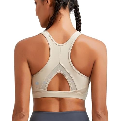 RUNNING GIRL Sports Bras for Women High Support Moulded Cup High Impact Sports Bras Racerback Workout Running Yoga Bra Mica Medium
