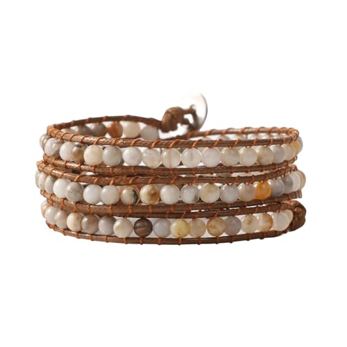 Bead Bracelets Leather Wrap Bracelet for Women Boho Jewelry Natural ...