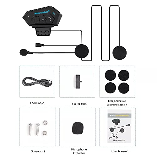 Image of Wireless Motorcycle Helmet Bluetooth Headset | Dual Stereo Speakers Hands-Free Music & Call Control | Mic Earphones 8H Backup Play | Compatible with Android & iOS