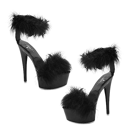 Sandales à talons hauts légères en cuir verni noir pour marcher avec élégance et sans effort