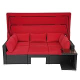 MAGIC UNION 7 Pieces Patio Furniture Sets Daybed with Retractable Canopy, Outdoor Rattan Sectional S