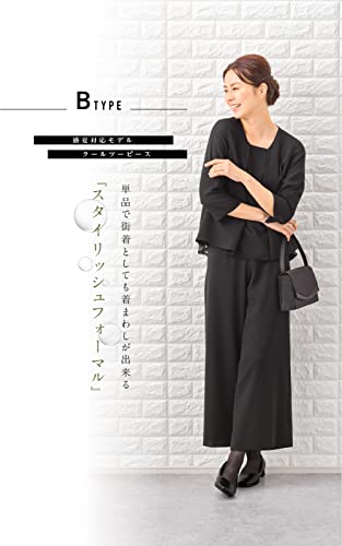 （マーガレット）夏用 ブラックフォーマル レディース 夏素材 ワイドパンツ 喪服 礼服 冠婚葬祭 m521-L 3枚目