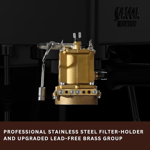 Image of Gaggia Classic E24 | Brass Boiler & Brew Group | Made in Italy | Pro Steam Wand | 58mm SS Portafilter | Manual Pump Espresso Machine | Americano, Latte and Cappuccino Coffee Maker | Thunder Black