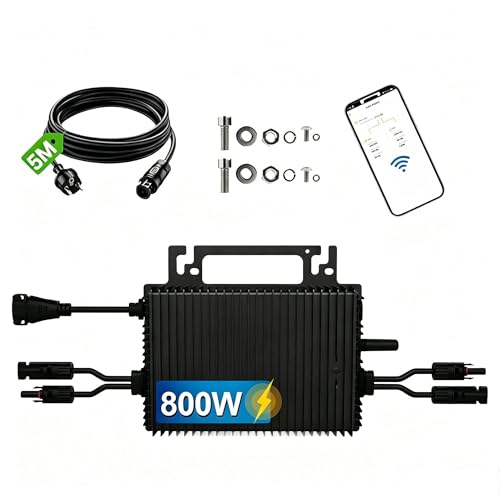 Cosmoxstar 800W Micro Inverter 2 MPPT Grid Tie Solar Inverter WiFi App Control IP67 Waterproof 16.4ft AC Cable Plug and Play Solar Kit for Balcony Solar System