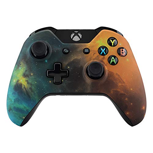 eXtremeRate Gold Star Universe Patterned Faceplate Cover, Soft Touch Front Housing Shell Case, Comfortable Soft Grip Replacement Kit for Standard Xbox One Controller Model 1537/1697