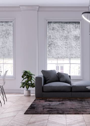 Lister Cartwright Crushed Velvet Roller Blinds Easy Fit Child Safety Cut To Size Fixing Inc, Grey 120 x165 cm