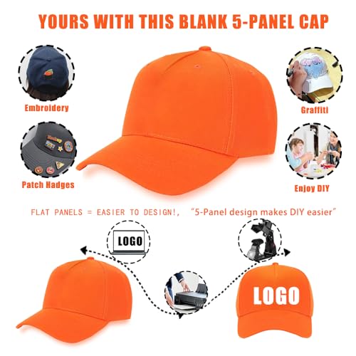 Image of 12 Pack Seamless Baseball Caps Wholesale Bulk - No Center Seam, DIY Friendly, Adjustable Breathable Lightweight for Men Women