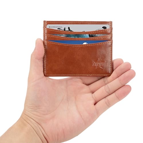 Image of Slim Wallet Minimalist Front Pocket RFID Blocking Men and Women Leather Wallets