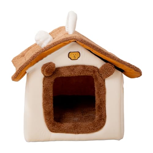 ペットハウス - 豪華な囲いのある冬の巣、暖かい子猫の犬用ベッド、便利なキャリーハンドル、昼寝休憩に最適なプレミアム豪華なインテリア、屋内屋外快適ギア、大きな丸いグレーのバルコニーサイズ冬のペット屋内ハウス洞窟は