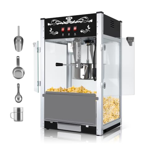 Image of Countertop Popcorn Machine 16 Oz Popcorn Maker for Commercial Black | 3 Independently Controlled Switches, Easy to Use /Clean, Vintage Design, Quick Heat, Great for Commercial /Home