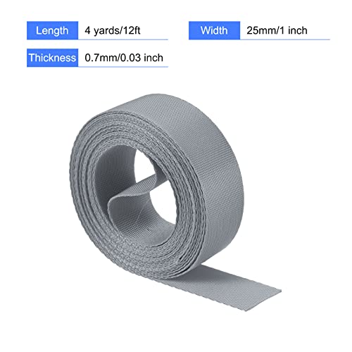 Image of MECCANIXITY Flat Nylon Webbing Strap 1 Inch 4 Yards Gray for Backpack, Cargo Strap, Luggage-rack
