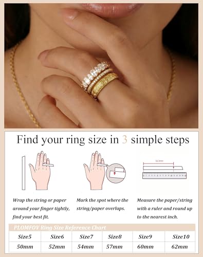 Image of Gold Rings for Women Non Tarnish Stackable Statement Promise Rings