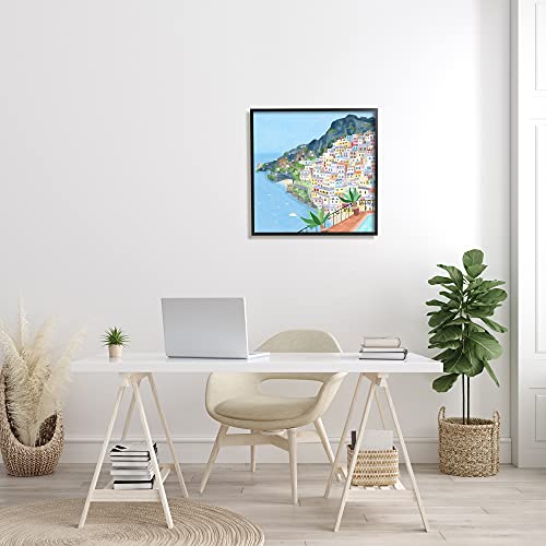 Image of 'Positano Cliffside Coastal City Architecture'| Framed Giclee Art | Stupell Industries | Black, 24 x 24 Inches, Easy to Hang and Sturdy, Made in USA, by Carla Daly