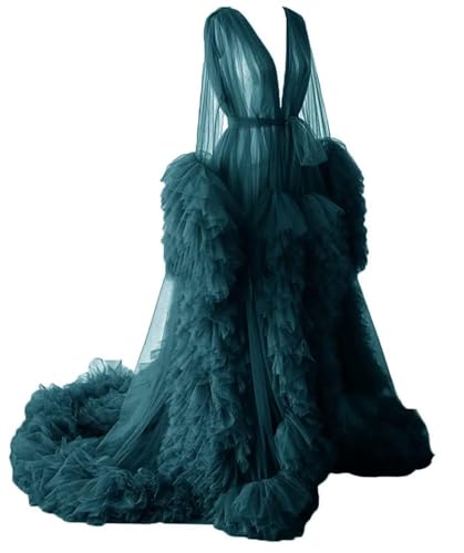 THBOEER Puffy Tulle Robe Maternity Photoshoot Dress Sheer Lingerie Dressing