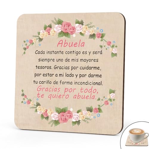 Imagen de Regalo Abuela Regalos Originales para Abuelos Dia de la Madre Regalo Original Posavasos Madera Regalos para Abuelas Cumpleaños Jubilacion San Valentín Navidad Sant Jordi Regalos de Reyes para Mujer