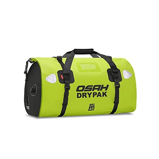 Bolsa Impermeable de Motocicleta - Mochila Duffel con Roll-Top de 1000D PVC, Bolsa de Sillín Reflectante para Motociclismo, Ciclismo, Rafting, Camping, Viajes, Pesca, al Aire Libre Verde 40L