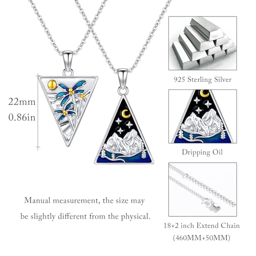 MEDWISE Couples Necklace 925 Sterling Silver Mountains Necklaces His and Hers Matching Necklace Couples BFF Pendant Necklace Jewelry Gifts for Couple Her Him Women Men — view 3