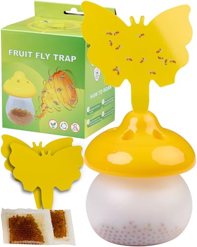 Fruit Fly Trap - Fruit Fly Trap for Indoor, Flying Insect Traps, Gnat Trap, Fruit Fly Traps for Indoors, with Yellow Sticky Pads & Attractant for Home, Kitchen