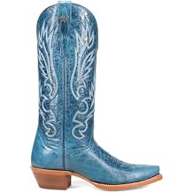 Dan Post Boots Womens Katy Embroidered Pull On Snip Toe Casual Boots Mid Calf Low Heel 1-2" - Blue