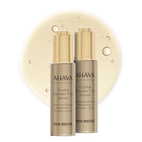 AHAVA Crystal Osmoter X6 Serum Duo Set 1 Fl.Oz x 2 - Smooth oily lotion with Dead Sea Minerals & Osmoter to enhance skin radiance provide firmness and treatment against wrinkles & fine lines